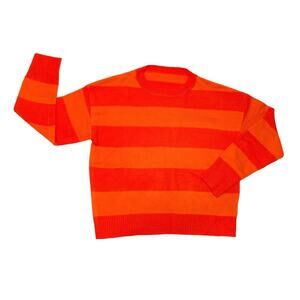 Cozy Orange Striped Sweater Size XL